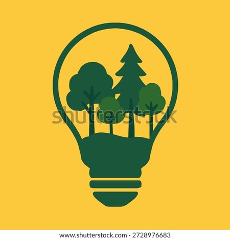 Lightbulb Shape Filled with Green Forest