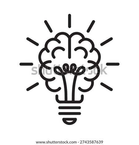 A lightbulb shaped like a brain with radiating lines