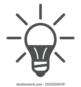 Lightbulb solid icon, idea light concept. Vector graphics. Lamp bulb sign on white background, glyph style icon for mobile or web design