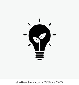 lightbulb with sprouting plant inside template