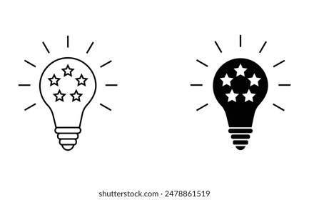 Lightbulb with star, bright idea icon vector