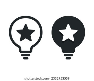 Icono de estrella de bombilla. Vector de ilustración