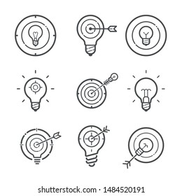 Lightbulb Target Idea Icon Set