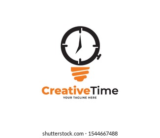 lightbulb time design logo template vector