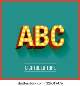 lightbulb typeface vector/illustration a,b,c