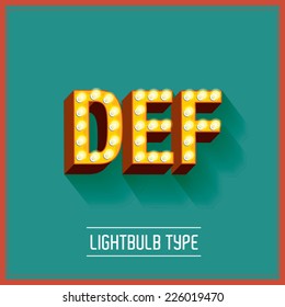 lightbulb typeface vector/illustration d,e,f