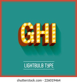 lightbulb typeface vector/illustration g,h,i