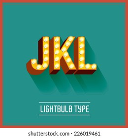 lightbulb typeface vector/illustration j,k,l