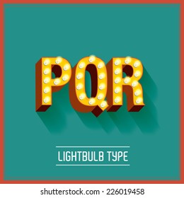 lightbulb typeface vector/illustration p,q,r