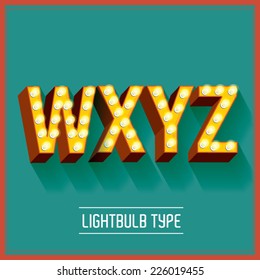 lightbulb typeface vector/illustration w,x,y,z