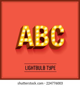 lightbulb typeface/font vector/illustration a,b,c