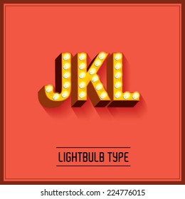 lightbulb typeface/font vector/illustration j,k,l