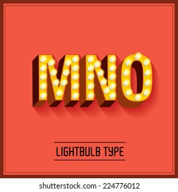 lightbulb typeface/font vector/illustration m,n,o