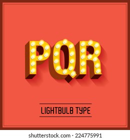 lightbulb typeface/font vector/illustration p,q,r