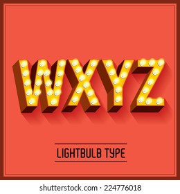 lightbulb typeface/font vector/illustration w,x,y,z