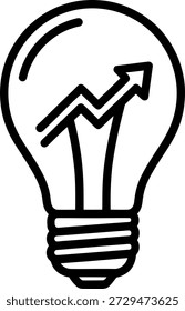 A lightbulb with an upward trending graph inside, symbolizing innovation and growth.