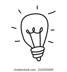 ilustración de icono del doodle del vector de la bombilla