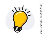 Lightbulb vector doodle illustration for creativity, ideas and solutions