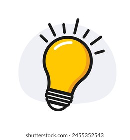 Lightbulb vector doodle illustration for creativity, ideas and solutions