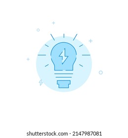 Lightbulb vector icon. Flat illustration. Filled line style. Blue monochrome design. Editable stroke. Adjust line weight.