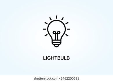 Lightbulb Vector, Icon Or Logo Sign Symbol Illustration