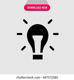 Lightbulb Vector Icon, a rounded glass container that produces light when an electric current goes through itsymbol. Simple, modern flat vector illustration for mobile app, website or desktop app 
