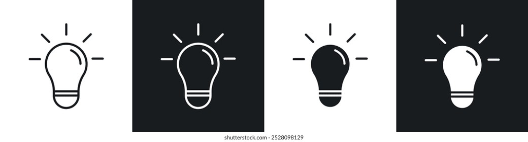 Lightbulb vector icon set in black and white