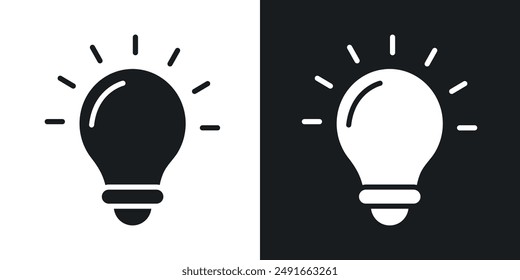 Lightbulb vector icon set in solid style.