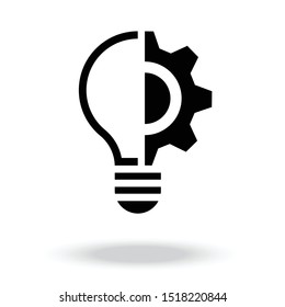 lightbulb vector icon.lighbulb with gear icon.system of thinking process.