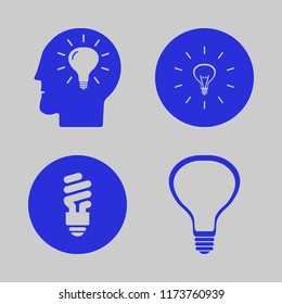 lightbulb vector icons set. with bulb head, fluorescent bulb and bulb in set