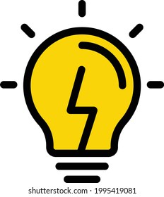 icono de color de línea de vector de bombilla luminosa