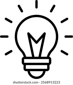 Lightbulb Vector Lineal Icon On White Background.