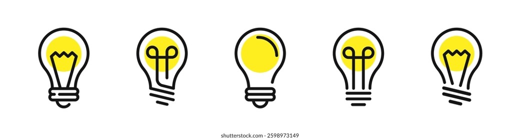 Lightbulb vector outline icons. Lightbulb icon set