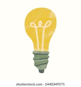  lightbulb, watercolor vector illustration. idea and invention concept,