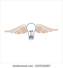  Lightbulb with Wings - A lightbulb with wings represents freedom of thought, wings icon vector illustration