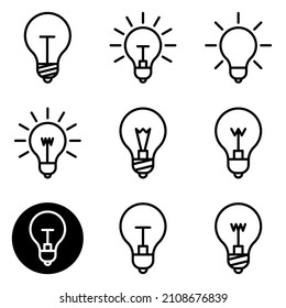 Lightbulbs Flat Icon Set Isolated On White Background