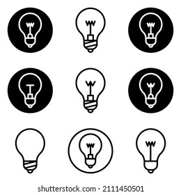 Bombillas de luz de un icono plano aislado en fondo blanco