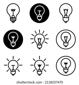 Lightbulbs Flat Icon Set Isolated On White Background