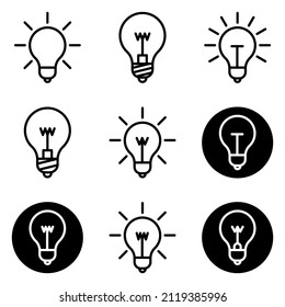 Lightbulbs Flat Icon Set Isolated On White Background