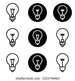 Lightbulbs Flat Icon Set Isolated On White Background
