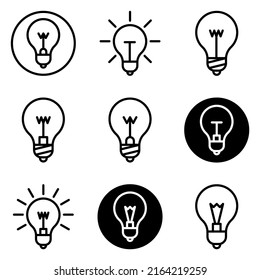 Lightbulbs Flat Icon Set Isolated On White Background