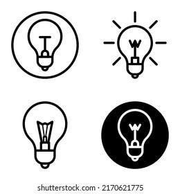Lightbulbs Flat Icon Set Isolated On White Background