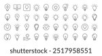 Lightbulbs, Lamps Collection of Thin Icons. Editable Stroke. Suitable for Web Sites, Books, Cards, Apps