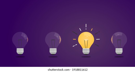 Lightbulbs in a row. Idea concept vector illustration