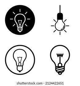 Lightbulbs1-3 Flat Icon Set Isolated On White Background