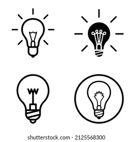 Lightbulbs1-3 Flat Icon Set Isolated On White Background