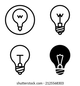 Lightbulbs1-3 Flat Icon Set Isolated On White Background