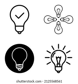 Lightbulbs1-3 Flat Icon Set Isolated On White Background