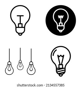 Lightbulbs1-3 Flat Icon Set Isolated On White Background