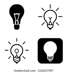 Lightbulbs1-3 Flat Icon Set Isolated On White Background